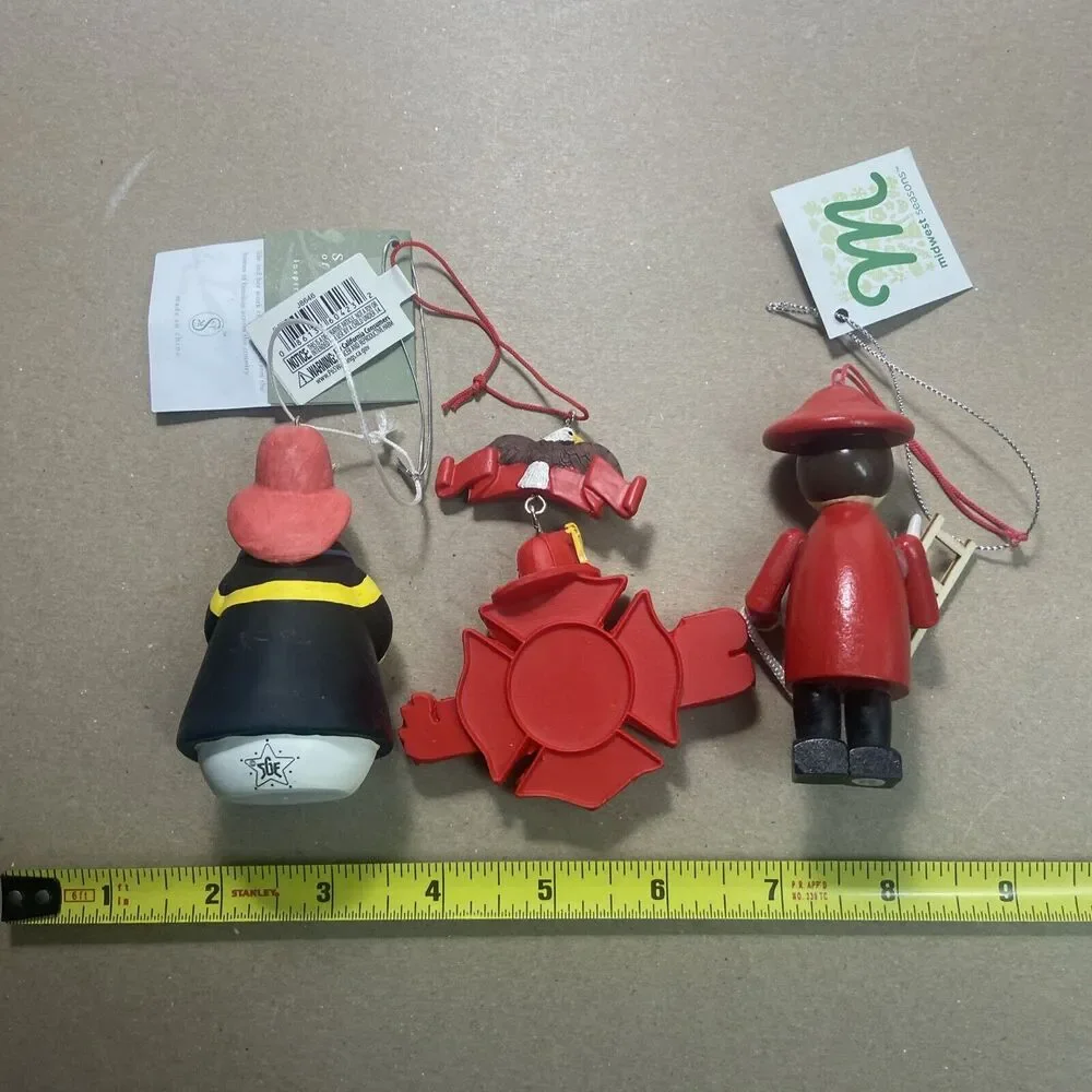 NWT Firefighter Hanging Christmas Ornaments Lot of 3